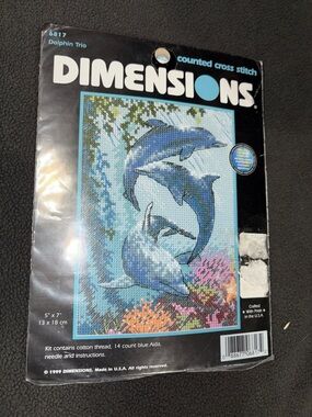 Dimensions Dolphin Trio Counted Cross Stitch Kit - Blue